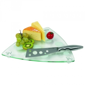 Kseplatte aus Glas mit Messer
