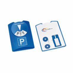 Parkscheibe Design mit Eiskratzer, Einkaufswagenchip und Reifenprofilprüfer