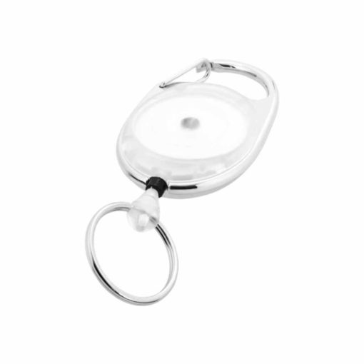 Schlüsselanhänger mit Rollerclip weiss