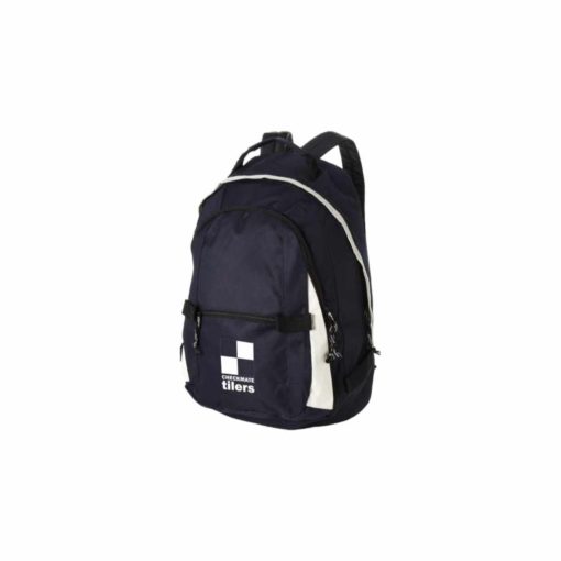 Zweifarbiger Rucksack in weiss navy mit Druckbeispiel