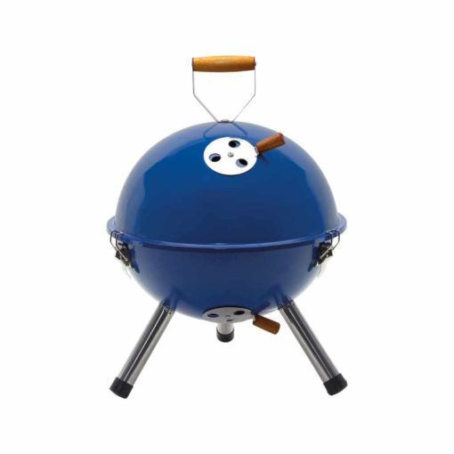 Kleiner Grill mit Deckel zum Mitnehmen in blau