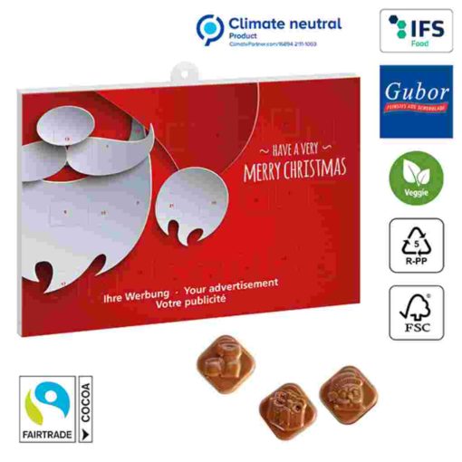 Adventskalender mit weihnachtlichen Schokotäfelchen