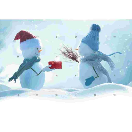 Adventskalender mit weihnachtlichen Schokotäfelchen Schneemann