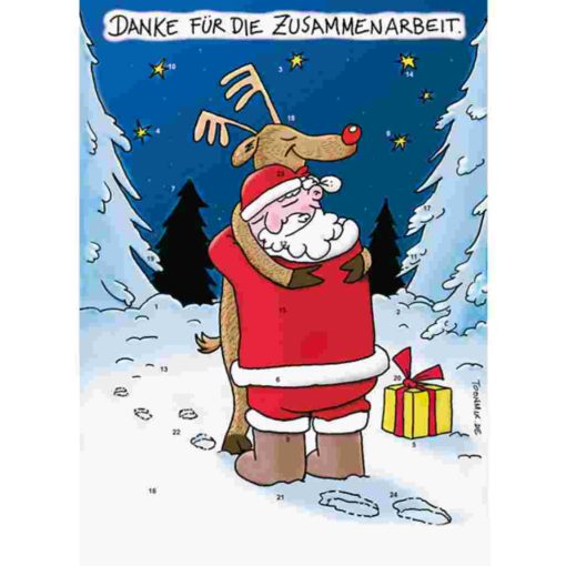 Adventskalender mit weihnachtlichen Schokotäfelchen Zusammenarbeit