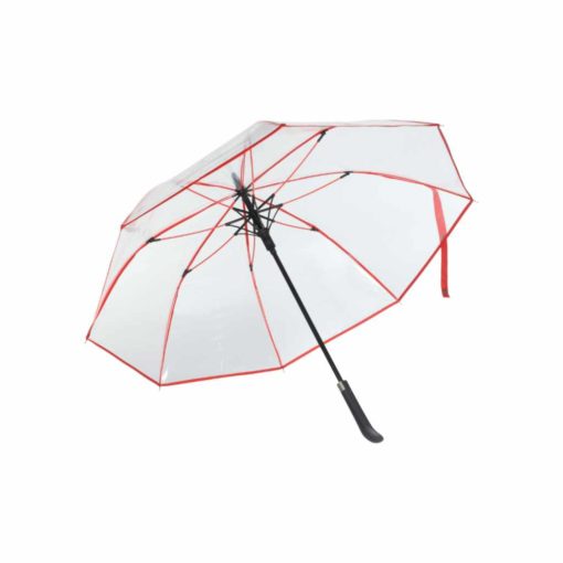 Transparenter Regenschirm mit rotem Aplikationen