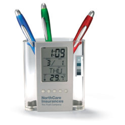 Stiftehalter mit Uhr - bedruckt