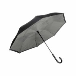 Designer-Regenschirm - Stockschirm in grau schwarz geöffnet