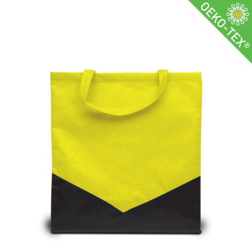 Mittlere Tasche mit kurzen Griffen in gelb und schwarz