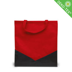 Mittlere Tasche mit kurzen Griffen in rot und schwarz