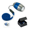LED-Taschenlampe silber am Schlüsselband / Lanyard