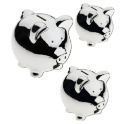 Sparschwein aus Keramik Metallverchromt