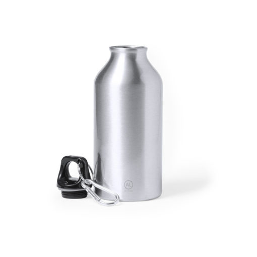 Discount Werbeartikel - Trinkflasche recyceltes Aluminium 400 ml - mit Karabiner