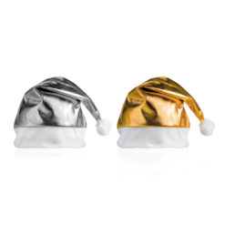Weihnachtsmannmütze - Nikolausmütze - glänzend gold silber